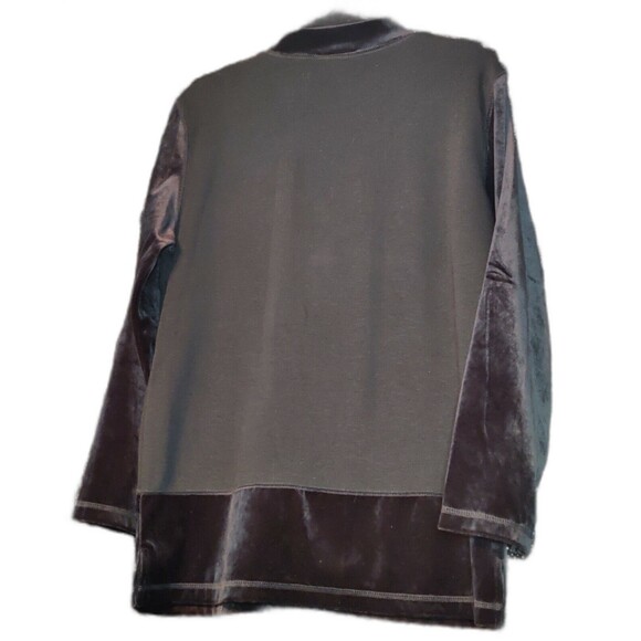 Coldwater Creek Womens Velvet‎ Floral Top Long Sleeve Black/Gray Size Medium - Picture 2 of 11